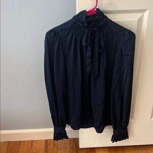 Banana Republic Navy Blouse with Tie Neck